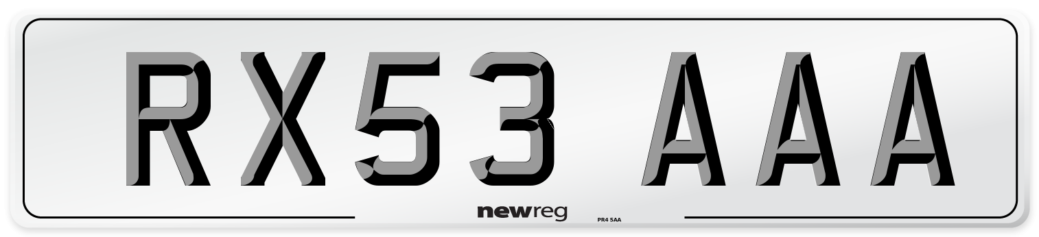 RX53 AAA Number Plate from New Reg